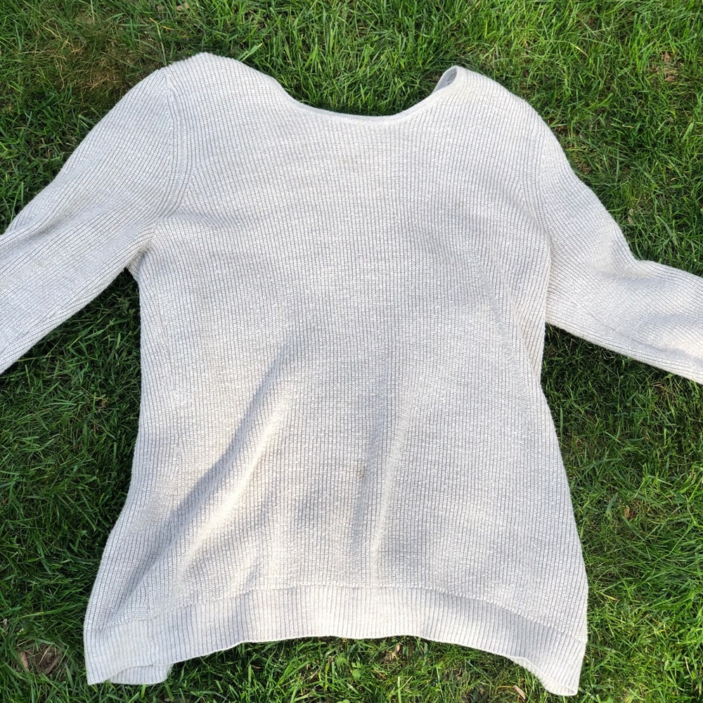 Grey cozy sweater with sexy back